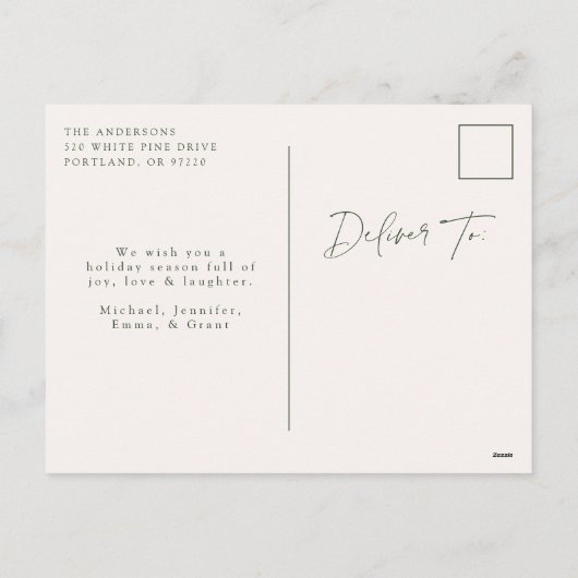 Rustische Waterverf Pine Cone, niet-foto Feestdagenkaart (Achterkant)