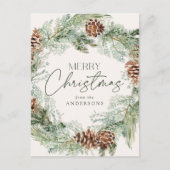 Rustische Waterverf Pine Cone, niet-foto Feestdagenkaart (Voorkant)