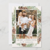 Rustische Waterverf Pine Cone Wreatfoto Feestdagenkaart (Voorkant)