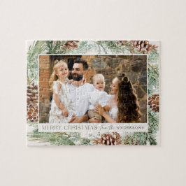 Rustische Waterverf Pine Cone Wreatfoto Legpuzzel