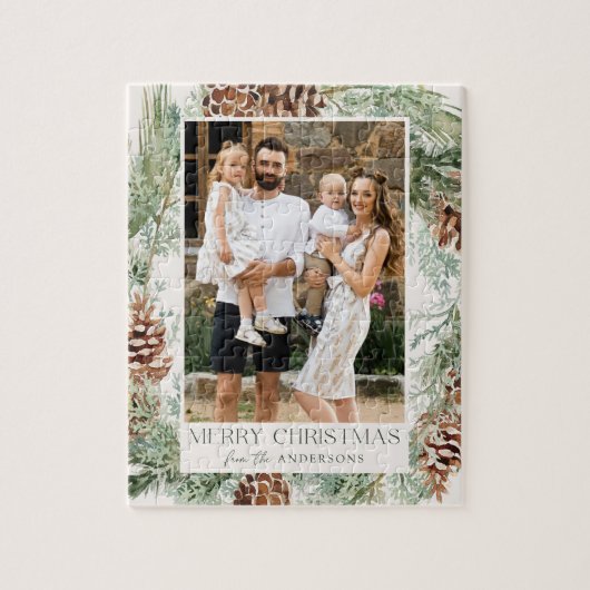 Rustische Waterverf Pine Cone Wreatfoto Legpuzzel (Verticaal)