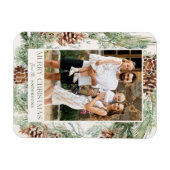 Rustische Waterverf Pine Cone Wreatfoto Magneet (Horizontaal)