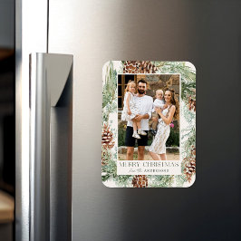 Rustische Waterverf Pine Cone Wreatfoto Magneet