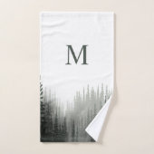 Rustische Waterverf Pine Forest Monogrammed Bad Handdoek (Handdoek)