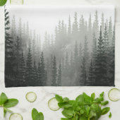 Rustische Waterverf Pine Forest Monogrammed Theedoek (Gevouwen)