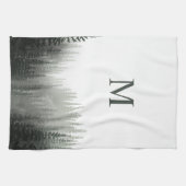 Rustische Waterverf Pine Forest Monogrammed Theedoek (Horizontaal)