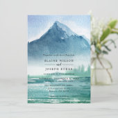Rustische Waterverf Pine Mountains Lake Wedding Kaart (Staand voorkant)