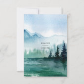 Rustische Waterverf Pine Mountains Lake Wedding RSVP Kaartje (Achterkant)