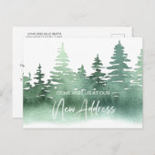 Rustische Waterverf Pine Trees Adres wijzigen Briefkaart (Voorkant / Achterkant)