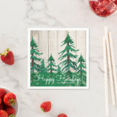 Rustische Waterverf Pine Trees Prettige feestdagen Servetten (Insitu)