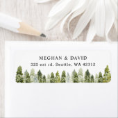 Rustische Waterverf Pine Winter Wedding Etiket (Insitu)