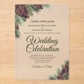 Rustische Waterverf Pinecones Elegant Wedding Acryl Uitnodigingen (Voorkant)