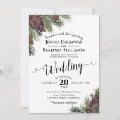 Rustische Waterverf Pinecones Elegant Winter Weddi Kaart (Voorkant)