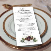 Rustische Waterverf Pinecones Elegant Winter Weddi Menu