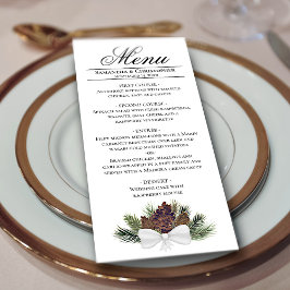 Rustische Waterverf Pinecones Elegant Winter Weddi Menu