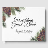 Rustische Waterverf Pinecones en Pine Boughs Weddi Gastenboek (Voorkant)