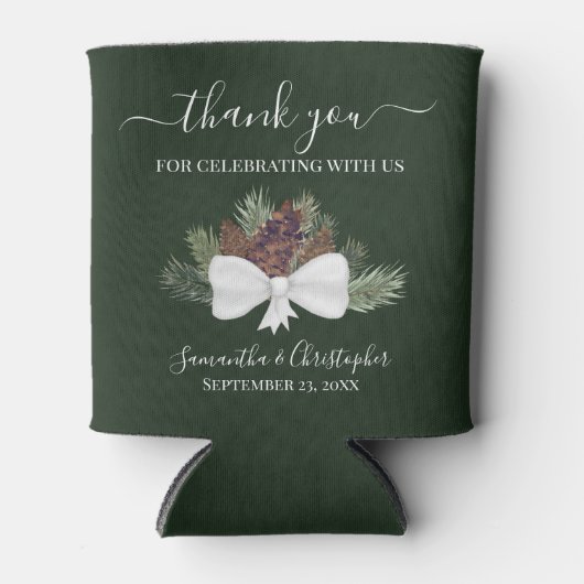 Rustische Waterverf Pinecones Wedding Dank je Blikjeskoeler (Voorkant)