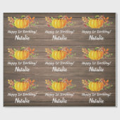 Rustische Waterverf Pumpkin Nachtelijke Herfst Bir Cadeaupapier (Vlak)