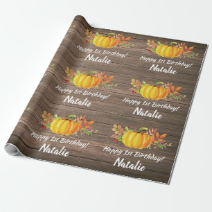 Rustische Waterverf Pumpkin Nachtelijke Herfst Bir Cadeaupapier