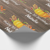 Rustische Waterverf Pumpkin Nachtelijke Herfst Bir Cadeaupapier (Hoek)