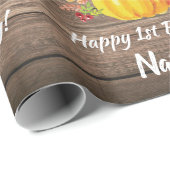 Rustische Waterverf Pumpkin Nachtelijke Herfst Bir Cadeaupapier (Rol Hoek)