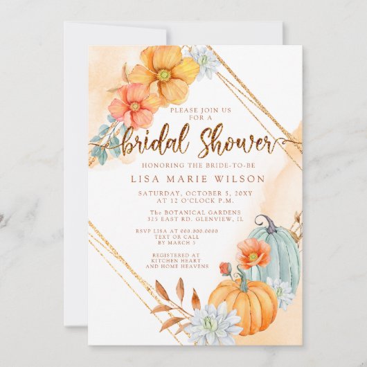 Rustische Waterverf Pumpkins Herfst Vrijgezellenfe Kaart (Voorkant)