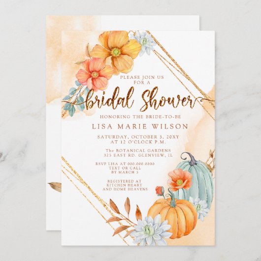 Rustische Waterverf Pumpkins Herfst Vrijgezellenfe Kaart (Voorkant / Achterkant)