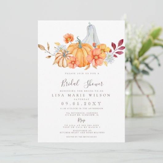 Rustische Waterverf Pumpkins Herfst Vrijgezellenfe Kaart (Staand voorkant)