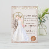  Rustische Waterverf Romantic String Lights Bedankkaart (Staand voorkant)