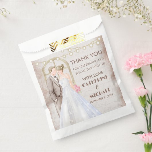  Rustische Waterverf Romantic String Lights Bedankzakje (Gezegeld)