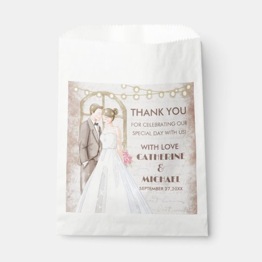  Rustische Waterverf Romantic String Lights Bedankzakje (Voorkant)