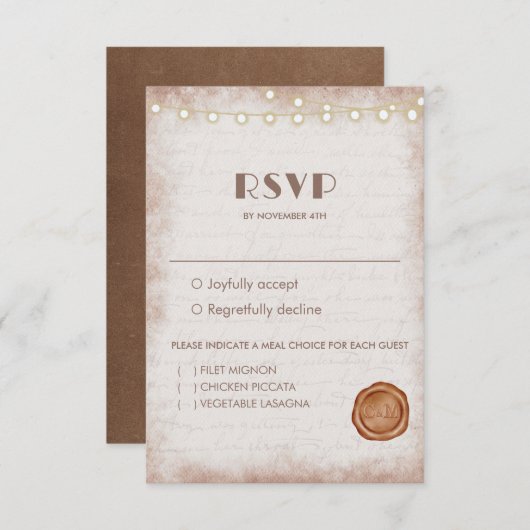  Rustische Waterverf Romantic String Lights I RSVP Kaartje (Voorkant / Achterkant)