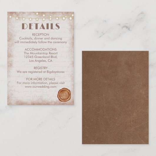  Rustische Waterverf Romantic String Lights Informatiekaartje (Voorkant / Achterkant)