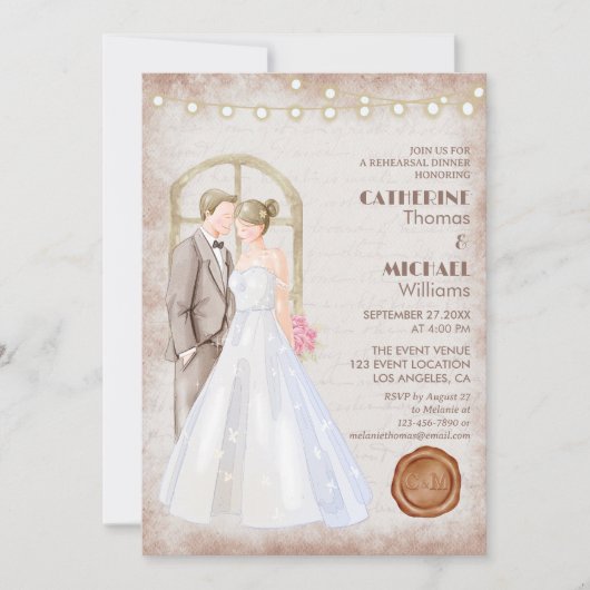 Rustische Waterverf Romantic String Lights Kaart (Voorkant)