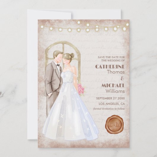  Rustische Waterverf Romantic String Lights Kaart (Voorkant)