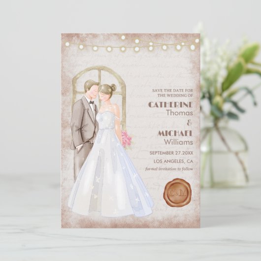  Rustische Waterverf Romantic String Lights Kaart (Staand voorkant)