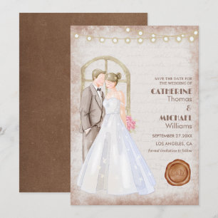  Rustische Waterverf Romantic String Lights Kaart
