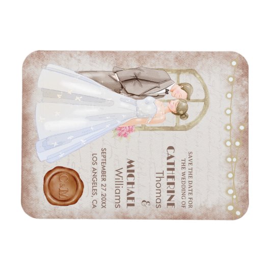  Rustische Waterverf Romantic String Lights Magneet (Horizontaal)