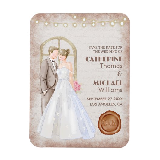 Rustische Waterverf Romantic String Lights Magneet (Verticaal)