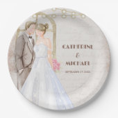  Rustische Waterverf Romantic String Lights Papieren Bordje (Voorkant)