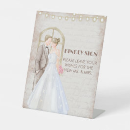  Rustische Waterverf Romantic String Lights Reclamebord Met Voetstuk