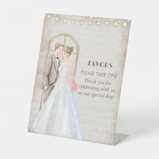  Rustische Waterverf Romantic String Lights Reclamebord Met Voetstuk (Voorkant)