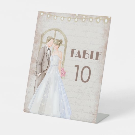  Rustische Waterverf Romantic String Lights Reclamebord Met Voetstuk (Voorkant)