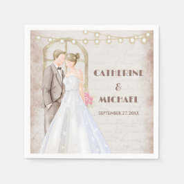  Rustische Waterverf Romantic String Lights Servet