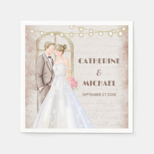 Rustische Waterverf Romantic String Lights Servet