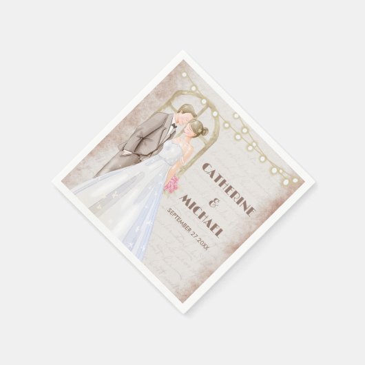  Rustische Waterverf Romantic String Lights Servet (Hoek)