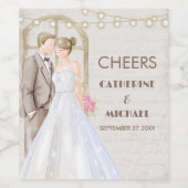 Rustische Waterverf Romantic String Lights Wijn Etiket (Enkel label)