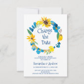 Rustische waterverf ruildatum bruiloft kaart (Voorkant)