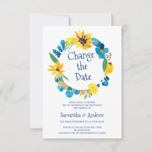 Rustische waterverf ruildatum bruiloft kaart (Voorkant)