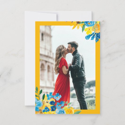 Rustische waterverf ruildatum bruiloft kaart (Achterkant)